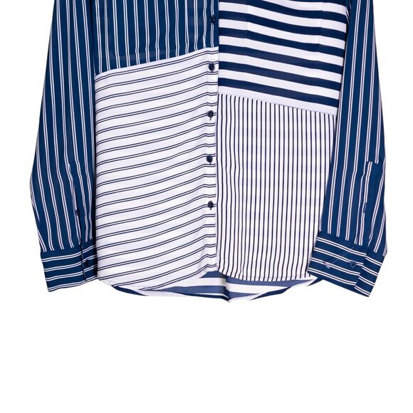 Express Women's Shirt Portofino Button Up Blue White Striped Blouse Top Size XS - Picture 6 of 9